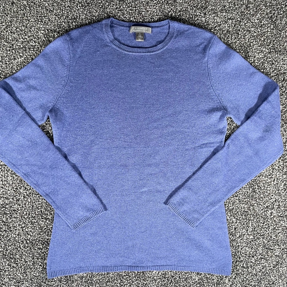 Charter Club 100% 2-ply Cashmere Cobalt Blue Crew Sweater Womens Size Large S